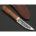 Товарищество Завьялова кованый нож Якут шейный, сталь К340, рукоять Стабилизированное дерево желтое, латунь, G10 red Товарищество Завьялова кованый нож Якут шейный, сталь К340, рукоять Стабилизированное дерево желтое, латунь, G10 red