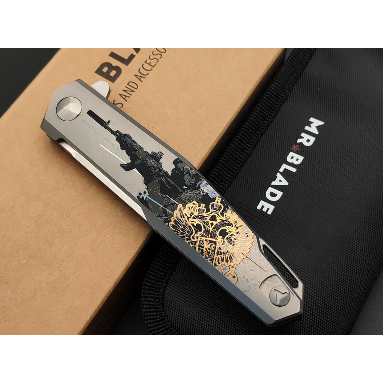 Mr.Blade нож Lance "Боец" сталь M390, рукоять Titanium grey с гравировкой