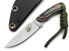 Андрей Кулаков нож KUL087 сталь N690, рукоять G10 laminate black-green & tan, Пины G10 red