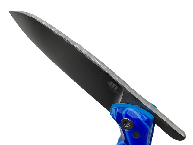 Андрей Кулаков малый фрикционный нож KUL107 сталь Х12МФ, Рукоять композит blue, G10