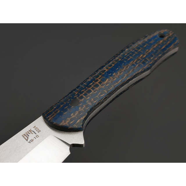 BRK нож Корюшка XL сталь VG-10 satin, Рукоять micarta jute blue, G10