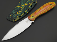 BRK нож Корюшка сталь VG-10 satin, Рукоять micarta neon yellow & red, G10