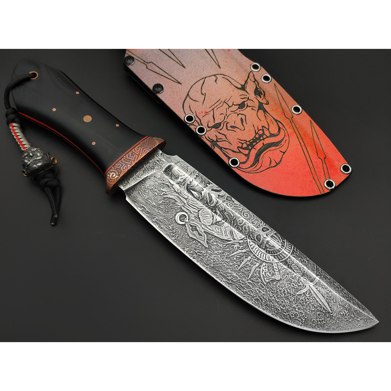 Волчий Век нож Big Orс Knife Custom сталь PGK WA художественное травление, Рукоять G10, медь