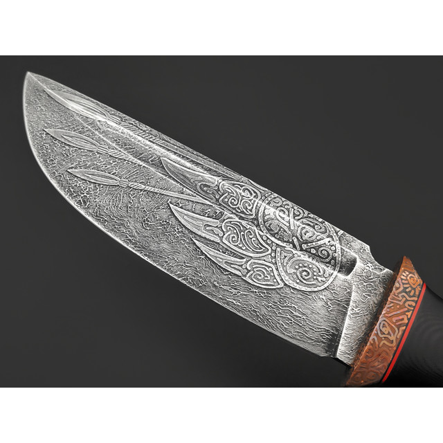 Волчий Век нож Big Orс Knife Custom сталь PGK WA художественное травление, Рукоять G10, медь
