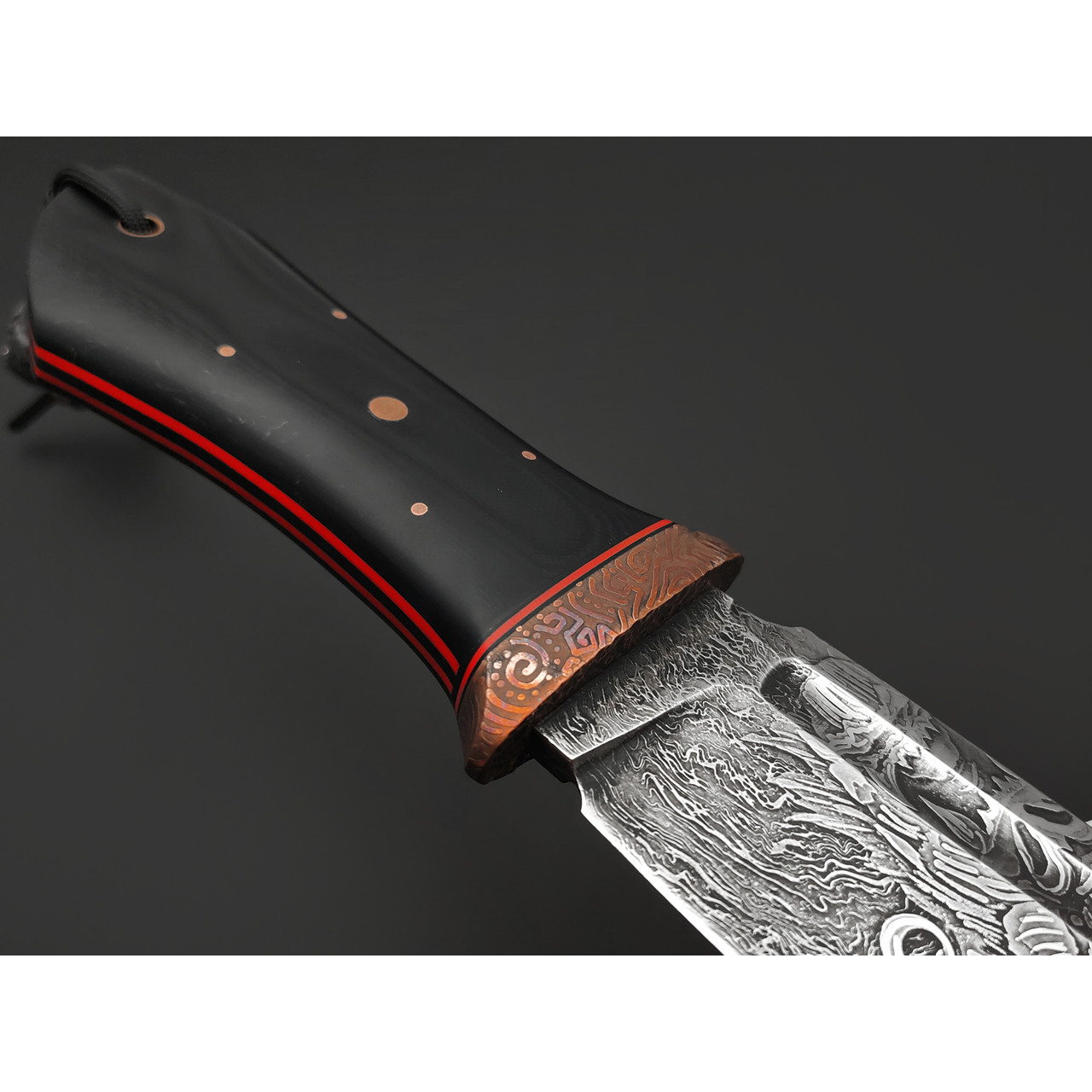 Волчий Век нож Big Orс Knife Custom сталь PGK WA художественное травление, Рукоять G10, медь