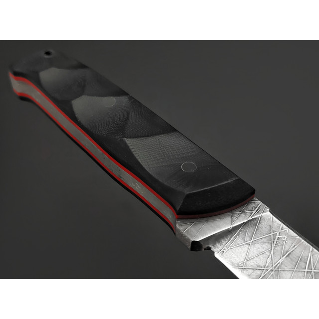 Волчий Век нож Wolfkniven Custom сталь 95Х18 WA травление Хаотик, Рукоять G10, пины карбон