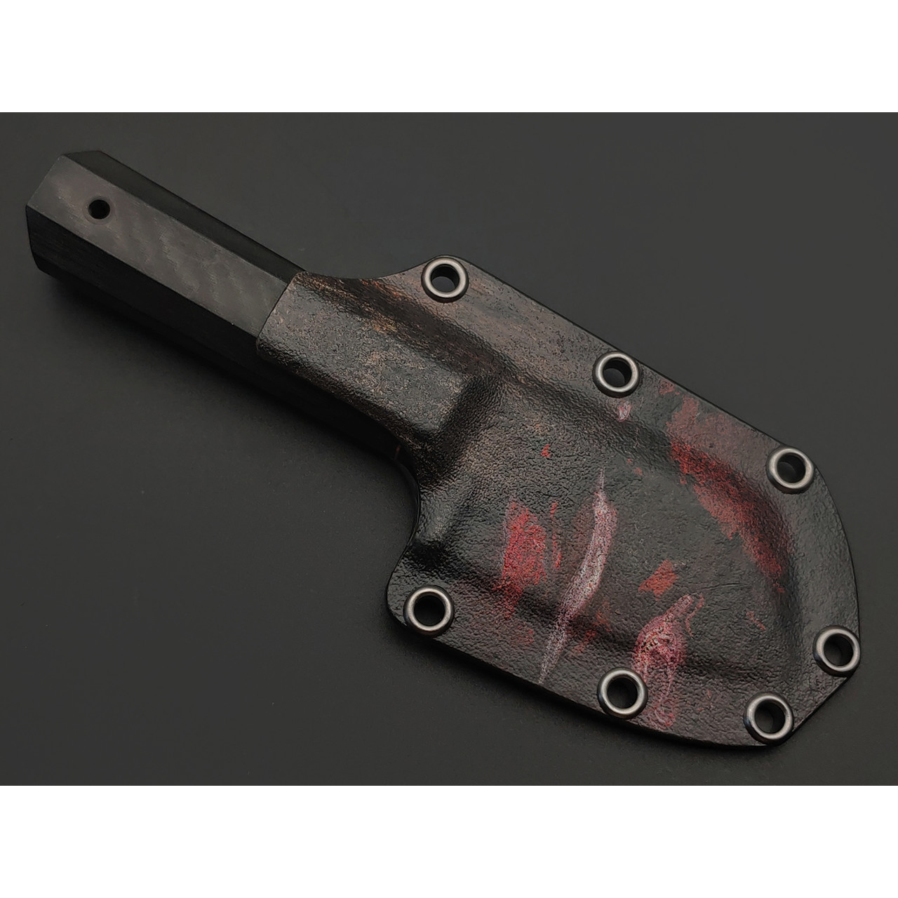 Волчий Век нож Сантоку Custom EDC сталь N690 WA художественное травление, Рукоять микарта, карбон