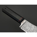 Волчий Век нож Сантоку Custom EDC сталь N690 WA художественное травление, Рукоять микарта, карбон