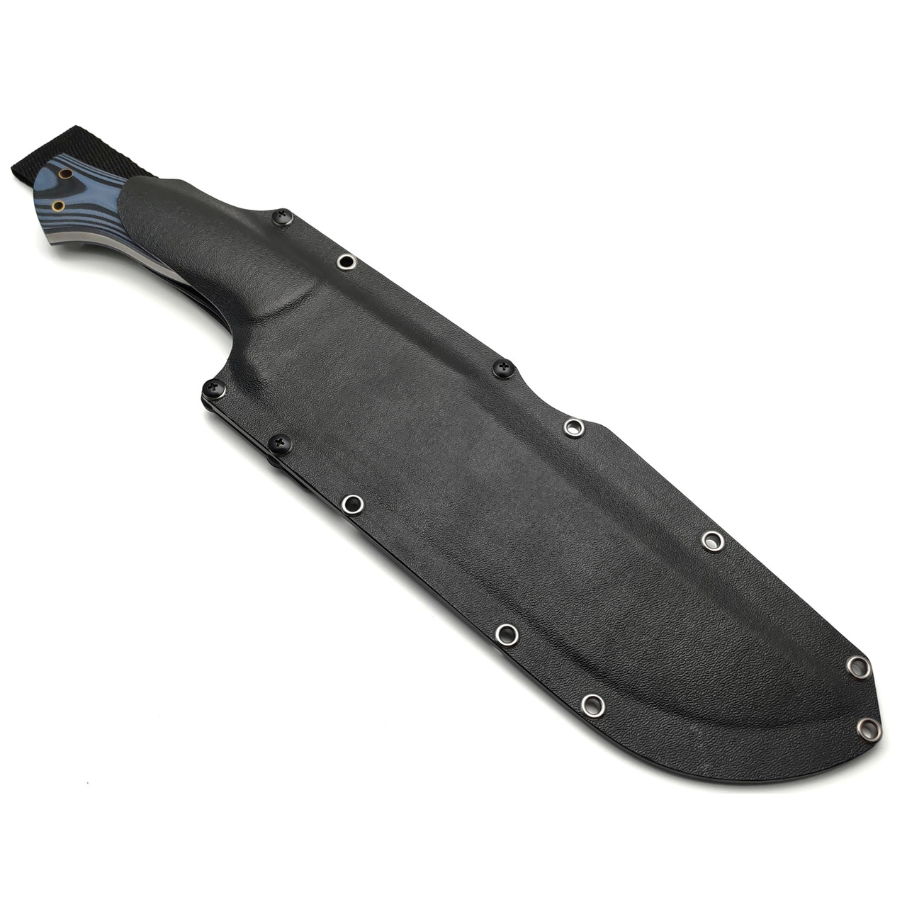 Дмитрий Болбат нож Тесак сталь 95Х18 худ. травление, рукоять G10 black & blue