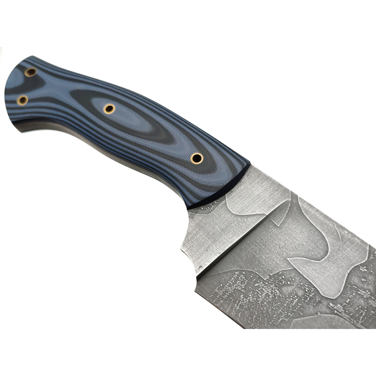 Дмитрий Болбат нож Тесак сталь 95Х18 худ. травление, рукоять G10 black & blue