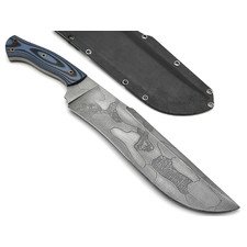 Дмитрий Болбат нож Тесак сталь 95Х18 худ. травление, рукоять G10 black & blue