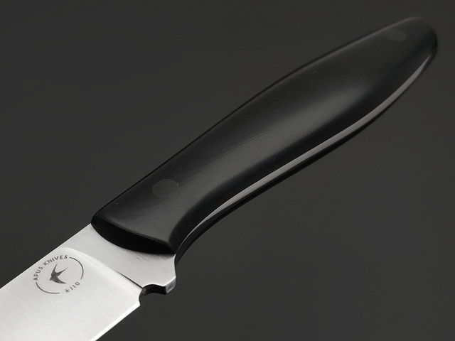Apus Knives нож Paring Max сталь K110 satin, рукоять G10 black, пины карбон
