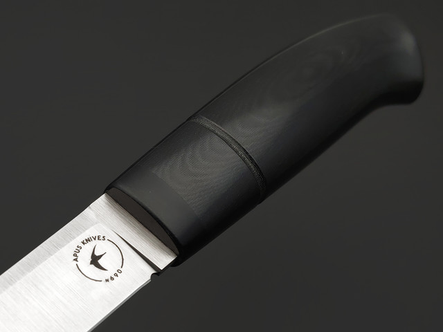 Apus Knives нож Baikal сталь N690 satin, рукоять Micarta black, G10