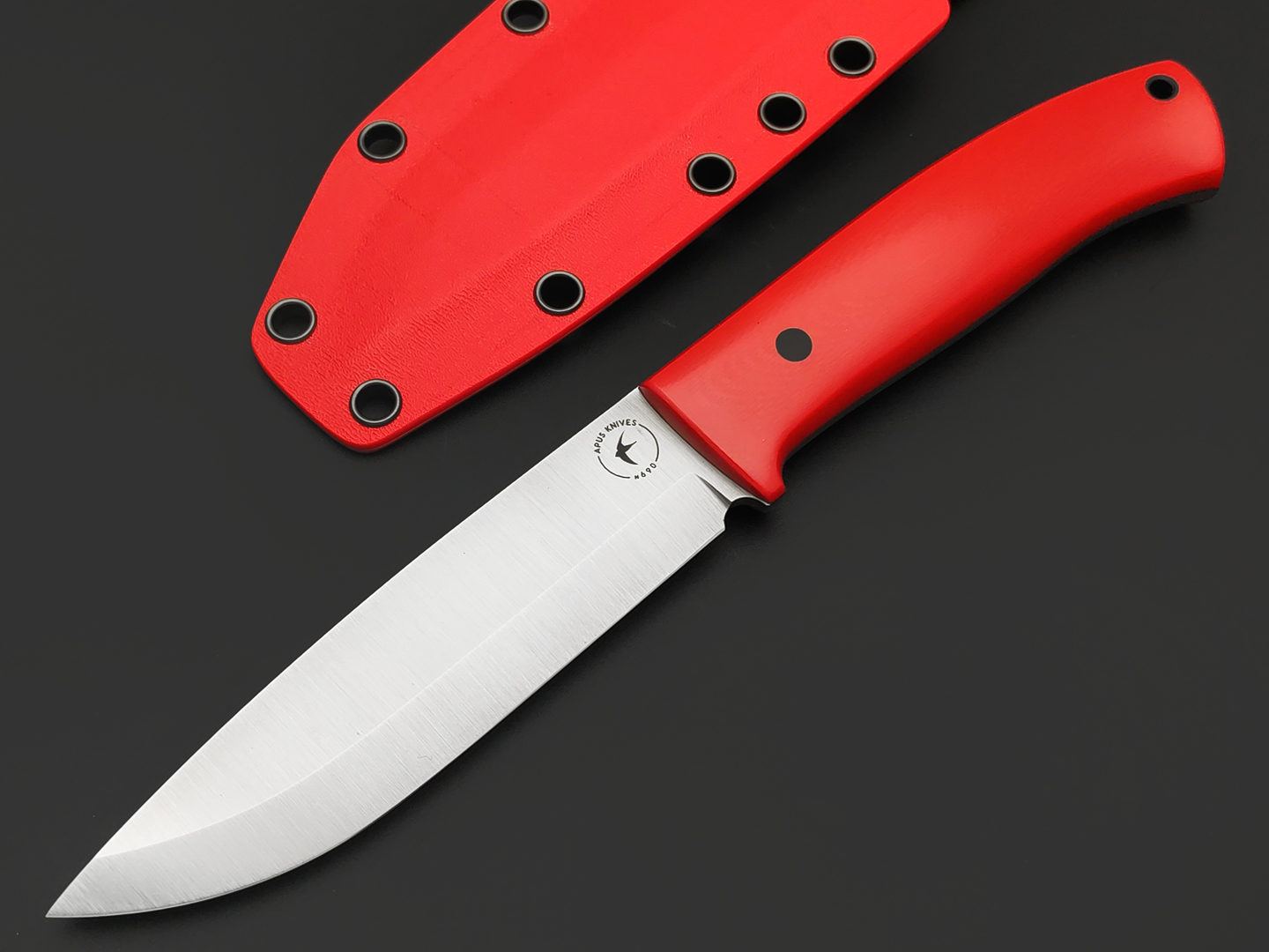 Apus Knives нож Destruktor Nord сталь N690 satin, рукоять G10 red, пины карбон