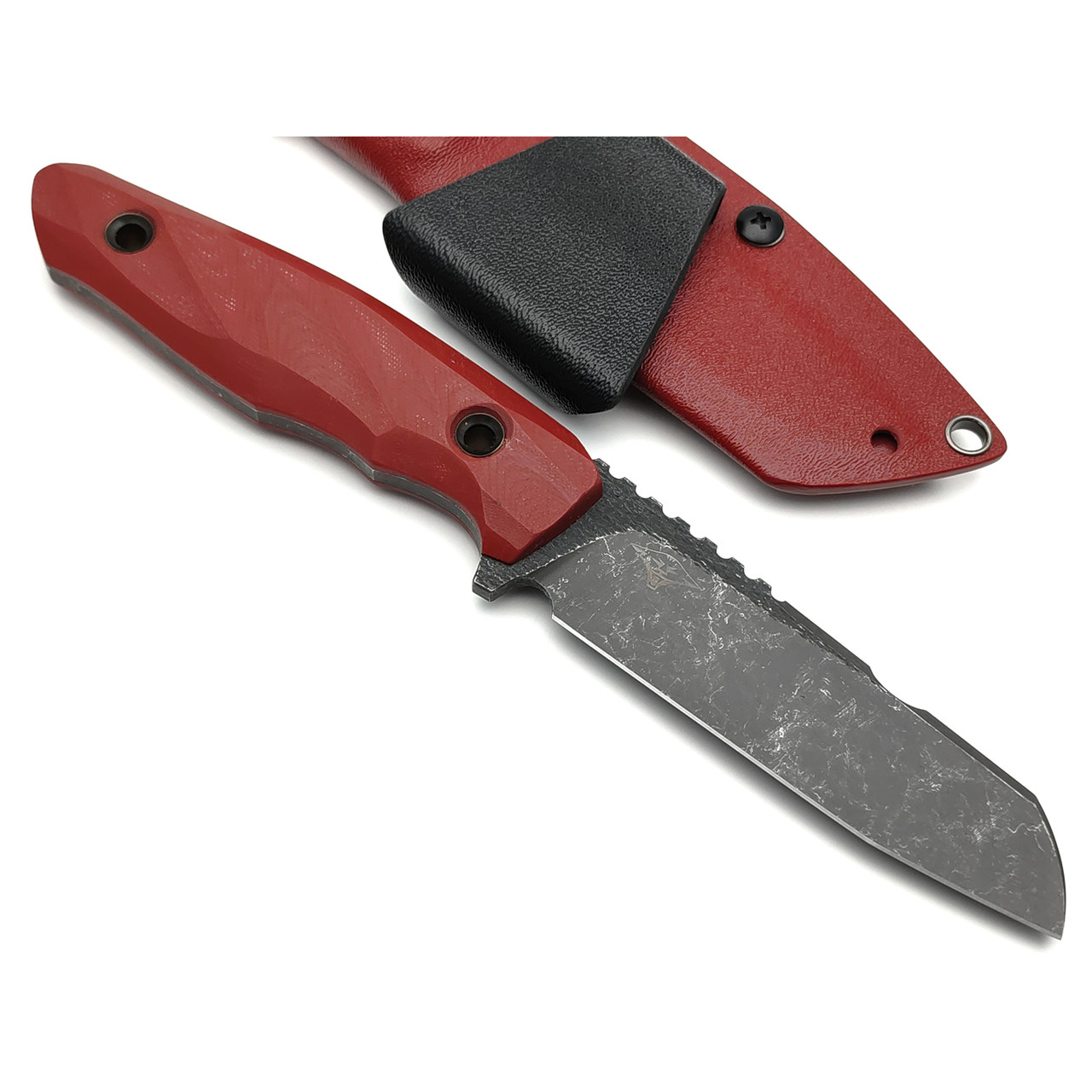 Нож с Котом Листопад сталь Cr12 блэквош, рукоять G10 bordo, kydex bordo