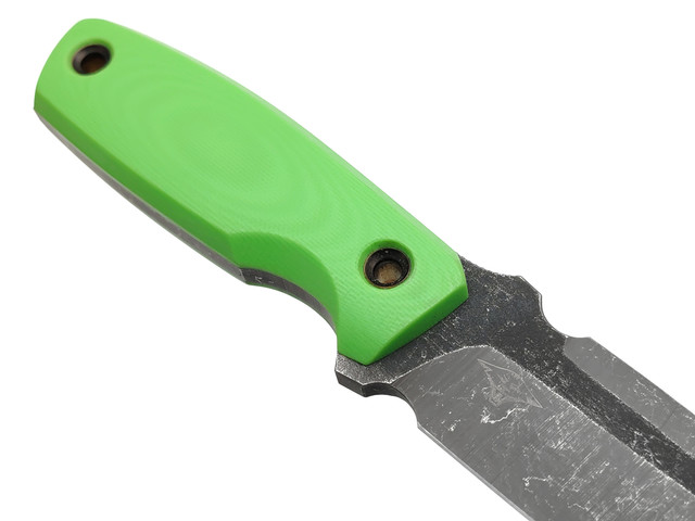 Нож с Котом Жаба сталь VG-10 blackwash, рукоять G10 light green, kydex green skull