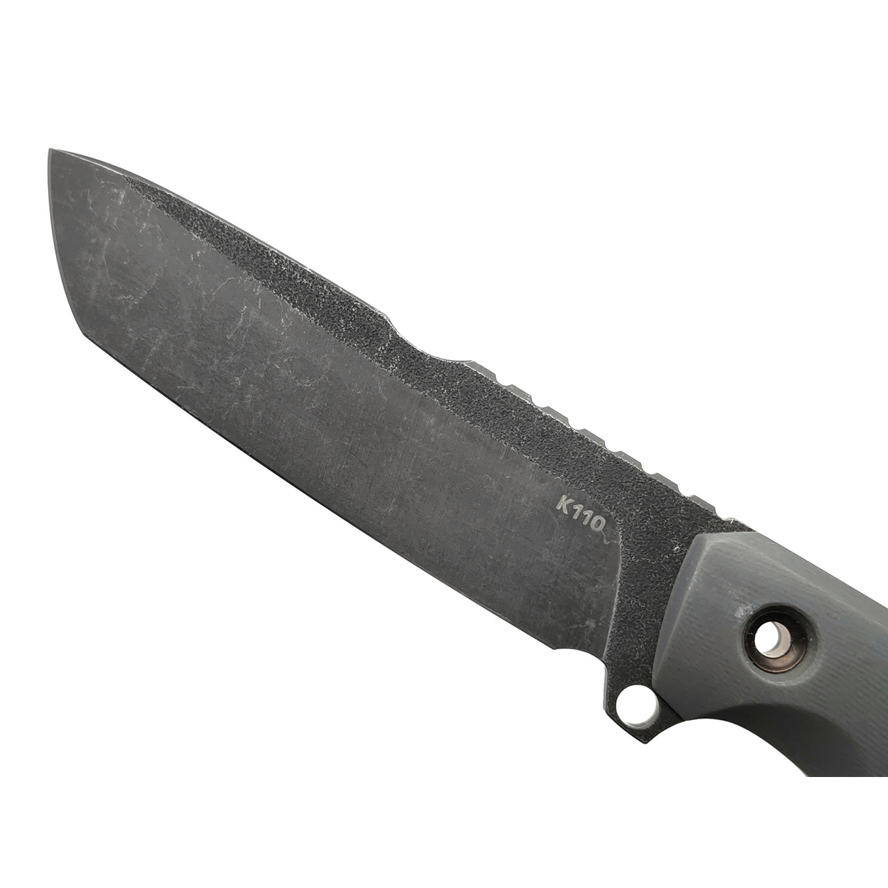 Нож с Котом Тагава сталь K110 блэквош, рукоять G10 grey, kydex grey