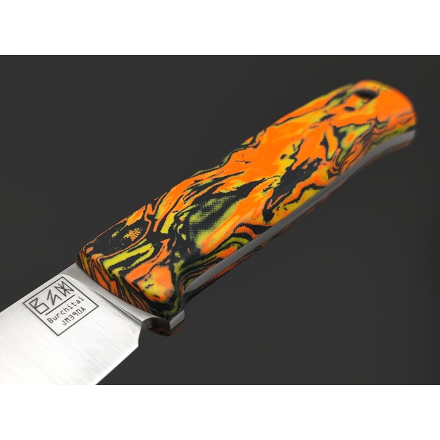 Zh Knives нож Board сталь JM390A satin, рукоять Micarta chaotic safety, пины карбон