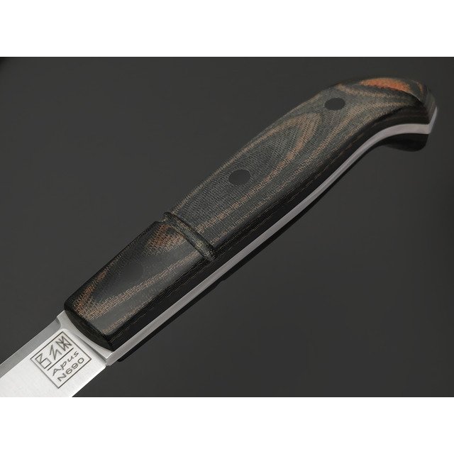 Zh Knives нож Septima 1 сталь N690 satin, рукоять Micarta black & brown, пины карбон