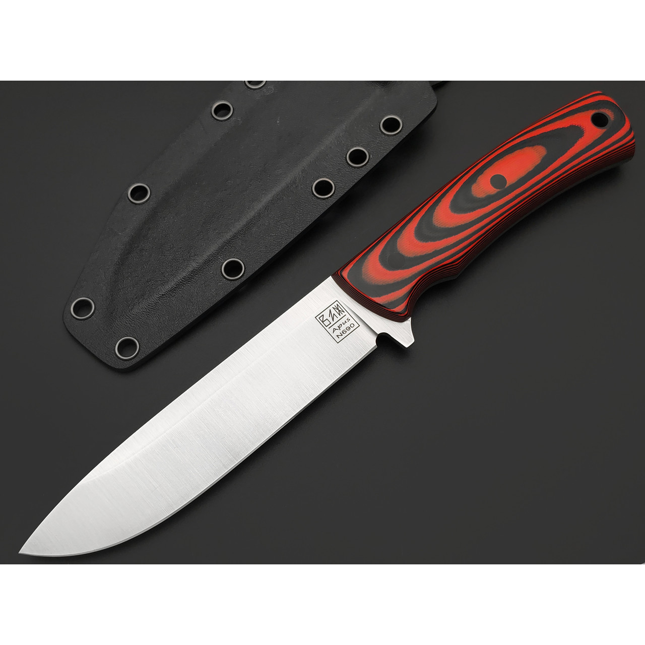 Zh Knives нож ЛР сталь N690 satin, рукоять G10 black & red, пины карбон