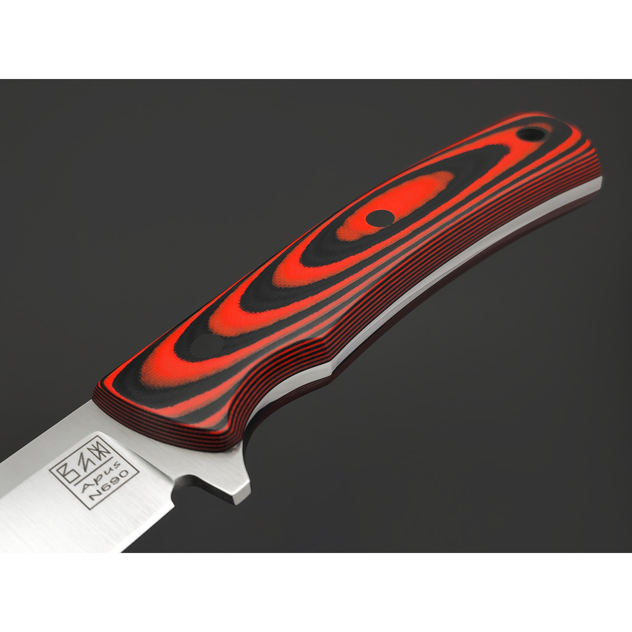 Zh Knives нож ЛР сталь N690 satin, рукоять G10 black & red, пины карбон