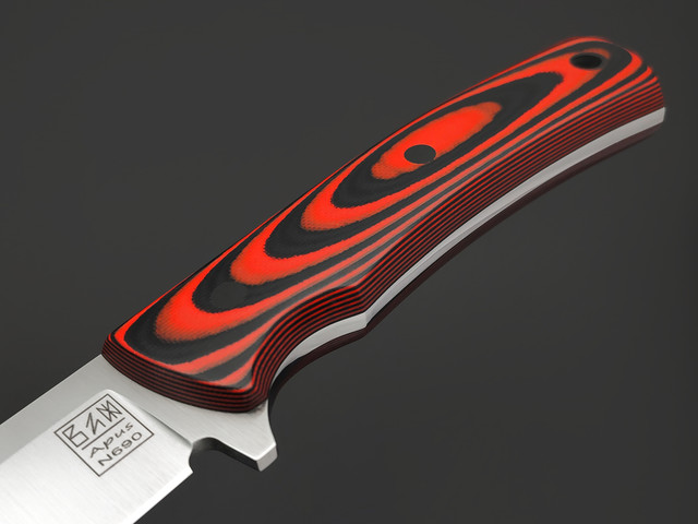 Zh Knives нож ЛР сталь N690 satin, рукоять G10 black & red, пины карбон