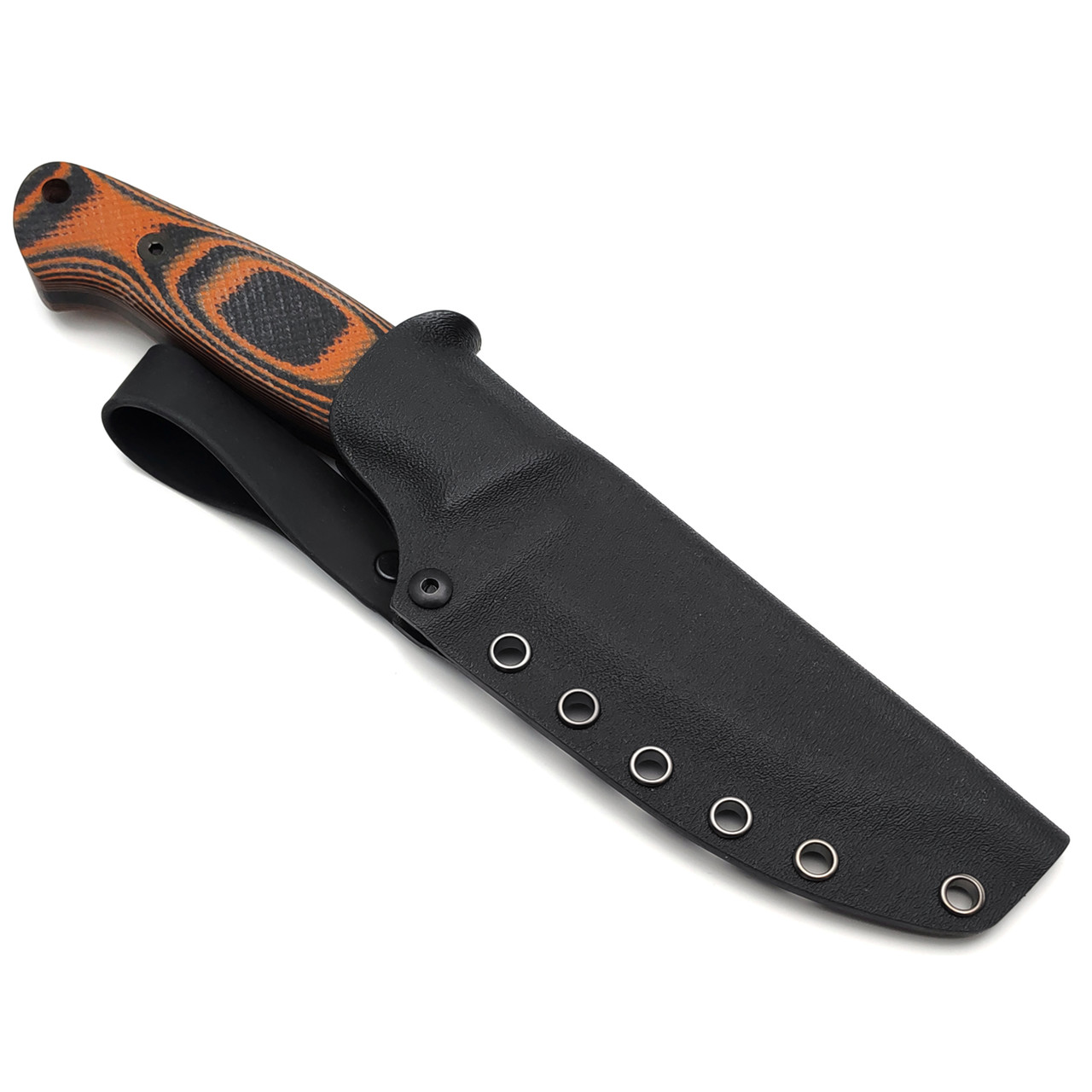 Град Горький нож Охотник сталь D2 стоунвош, рукоять G10 orange&black