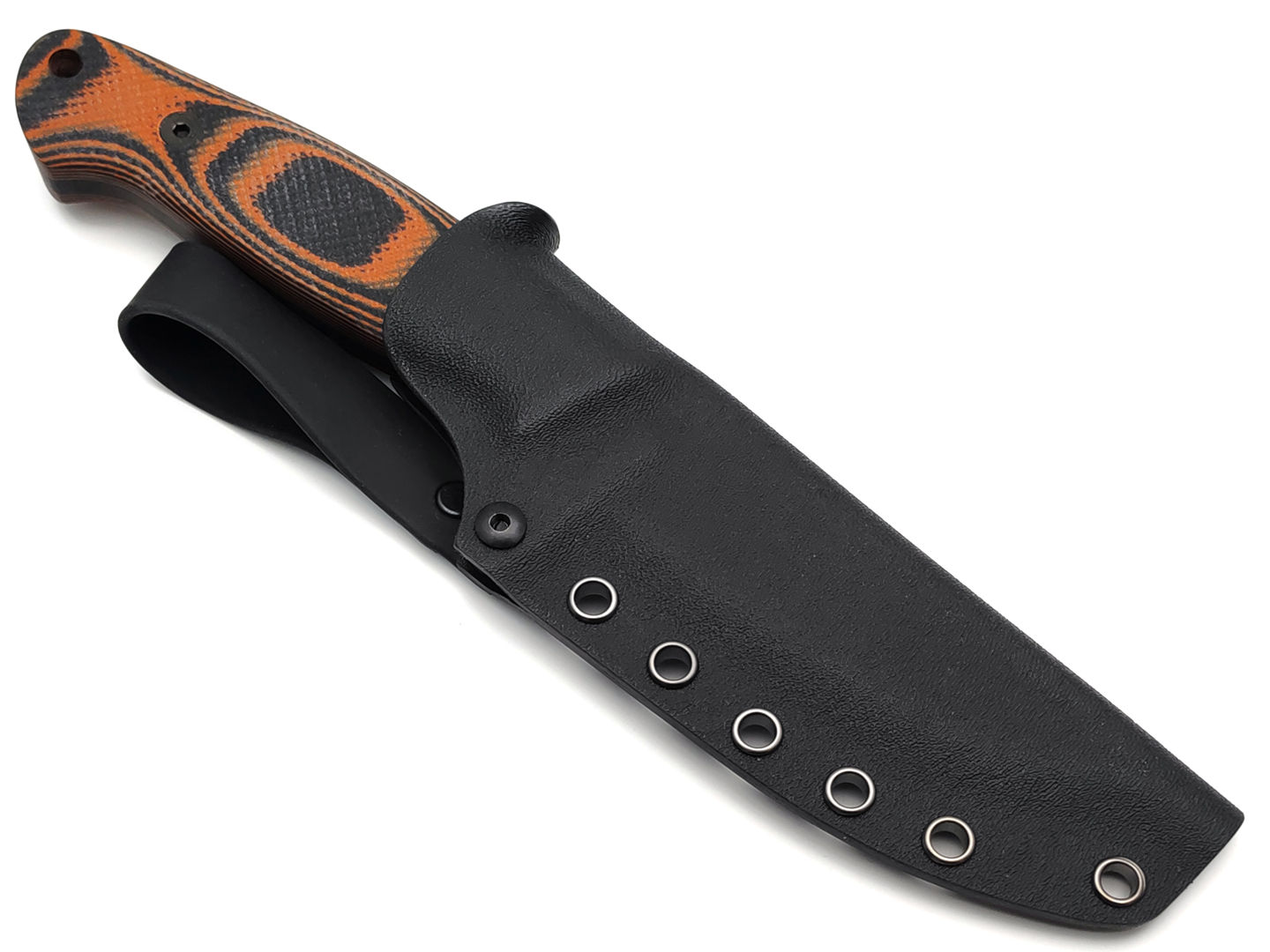 Град Горький нож Охотник сталь D2 stonewash, рукоять G10 orange&black