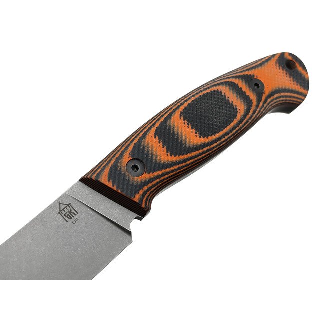 Град Горький нож Охотник сталь D2 стоунвош, рукоять G10 orange&black