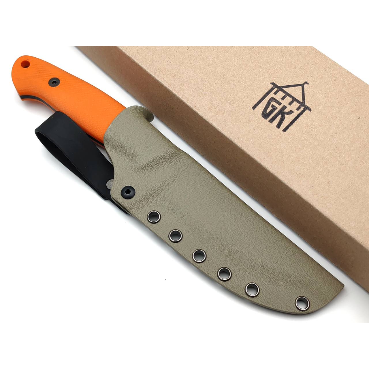 Град Горький нож Охотник сталь D2 стоунвош, рукоять G10 orange
