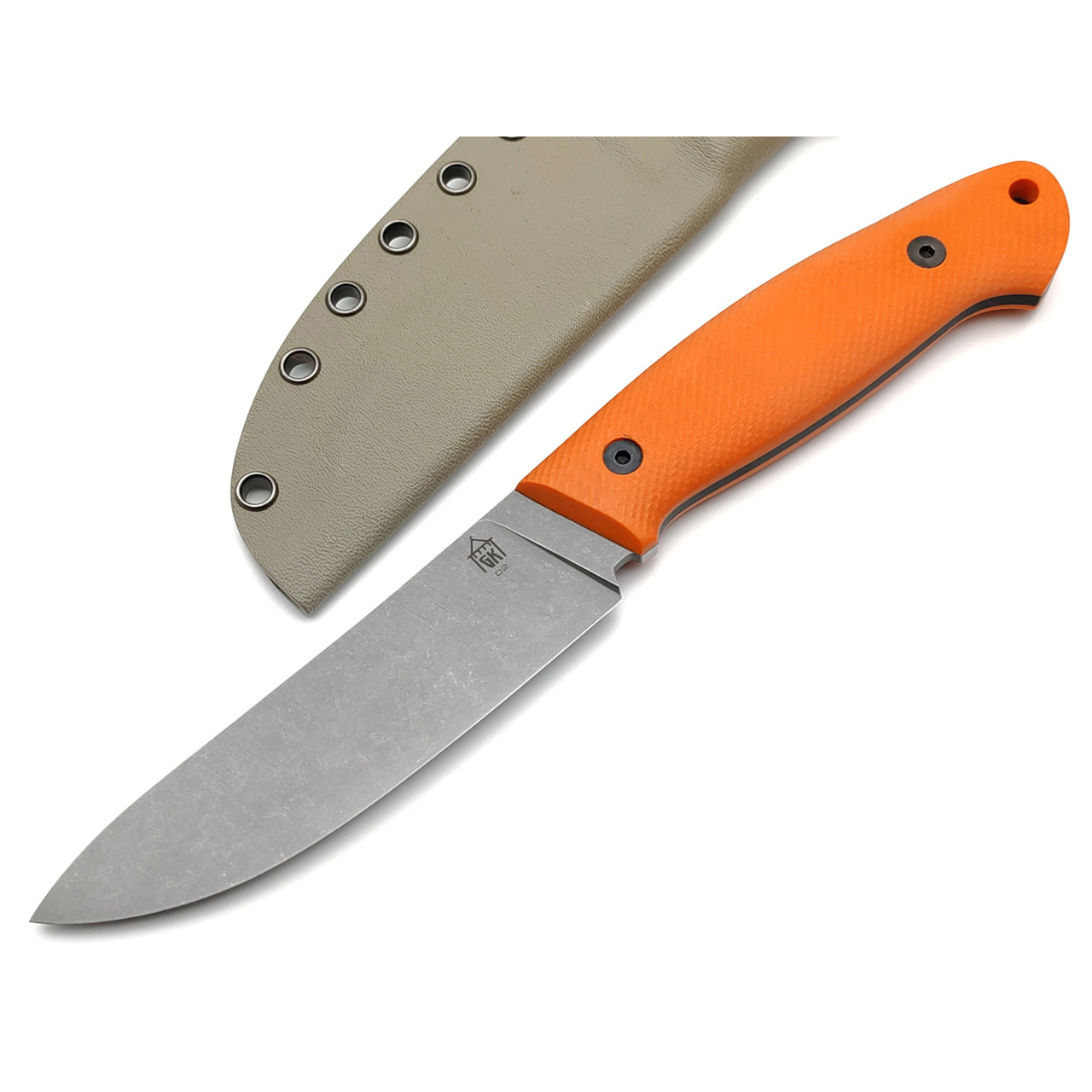 Град Горький нож Охотник сталь D2 стоунвош, рукоять G10 orange