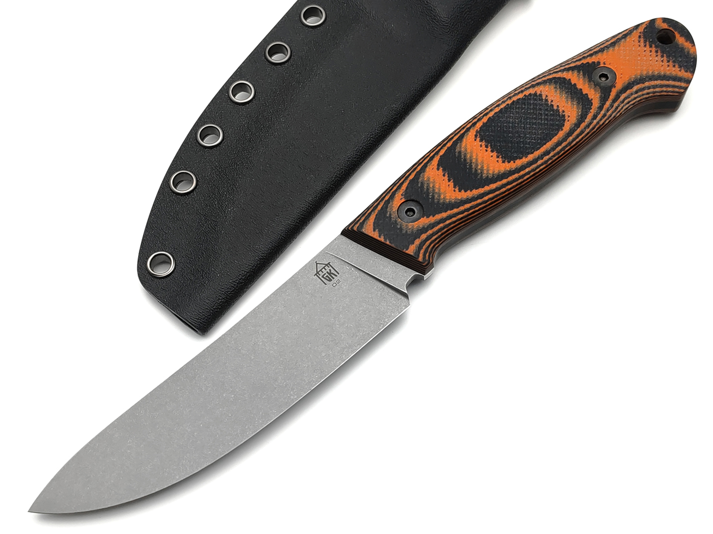 Град Горький нож Охотник сталь D2 stonewash, рукоять G10 orange&black