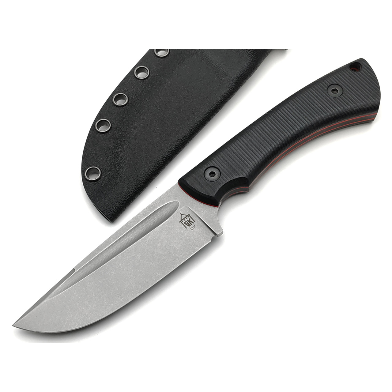Град Горький нож Райбек №2 сталь D2 стоунвош, рукоять G10 black&red