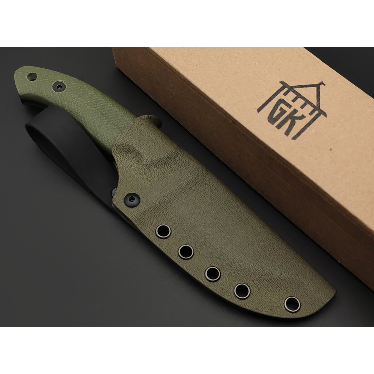 Град Горький нож Райбек №1 сталь D2 satin, рукоять G10 olive&black