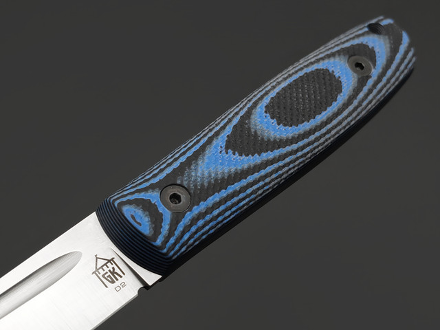 Град Горький нож Большой Техно-Томми сталь D2 satin, рукоять G10 blue&black