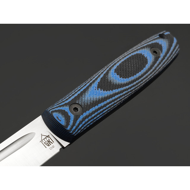 Град Горький нож Большой Техно-Томми сталь D2 satin, рукоять G10 blue&black