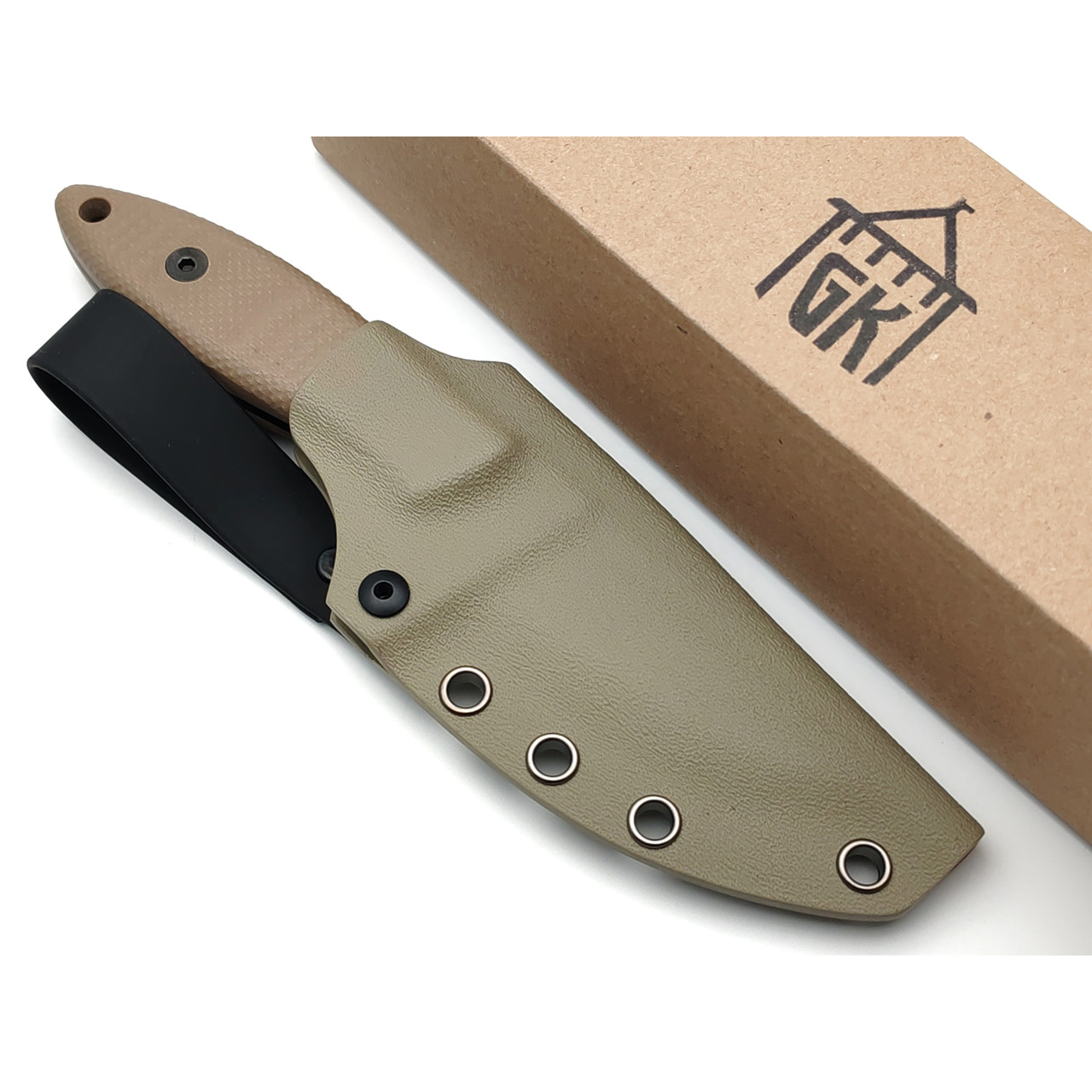 Град Горький нож Геккон сталь D2 стоунвош, рукоять G10 tan&black