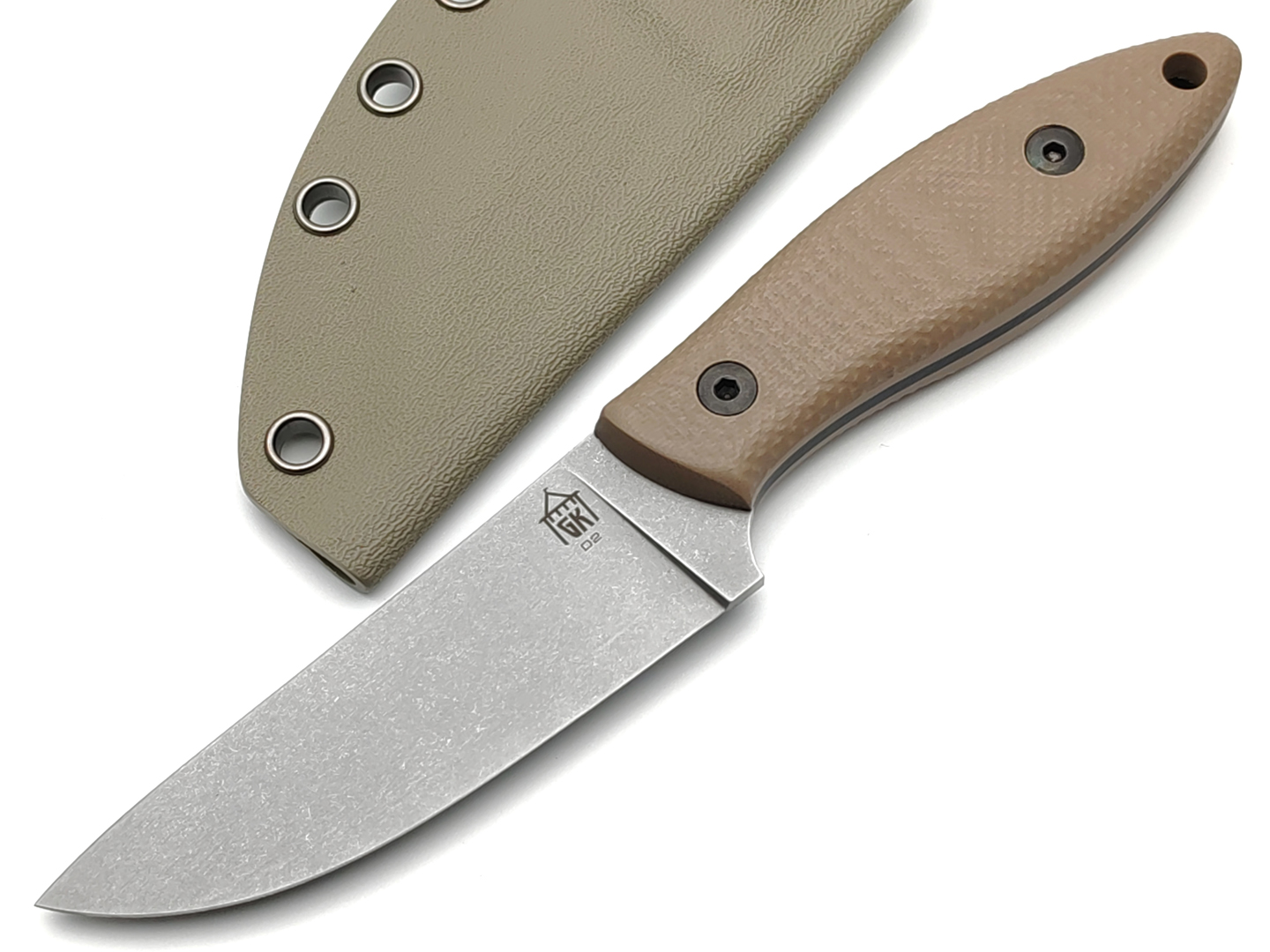 Град Горький нож Геккон сталь D2 stonewash, рукоять G10 tan&black