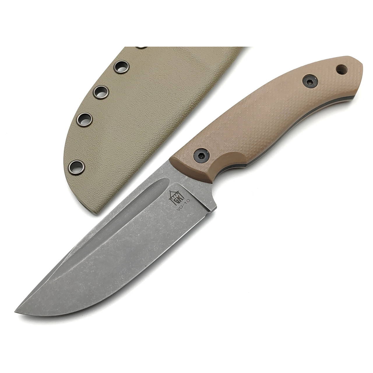 Град Горький нож Райбек №1 сталь VG-10 стоунвош, рукоять G10 tan&black