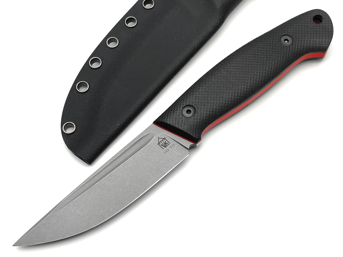 Град Горький нож Стрела сталь VG-10 stonewash, рукоять G10 black&red