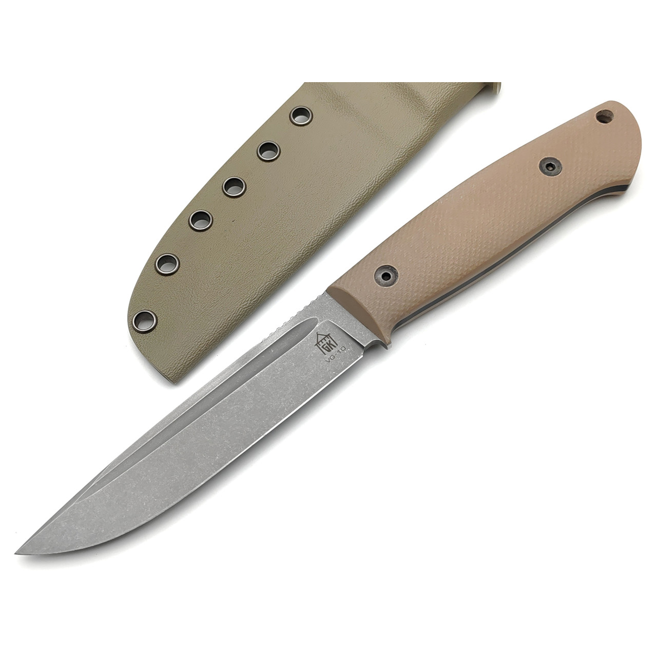 Град Горький нож Тигр сталь VG-10 стоунвош, рукоять G10 tan&black