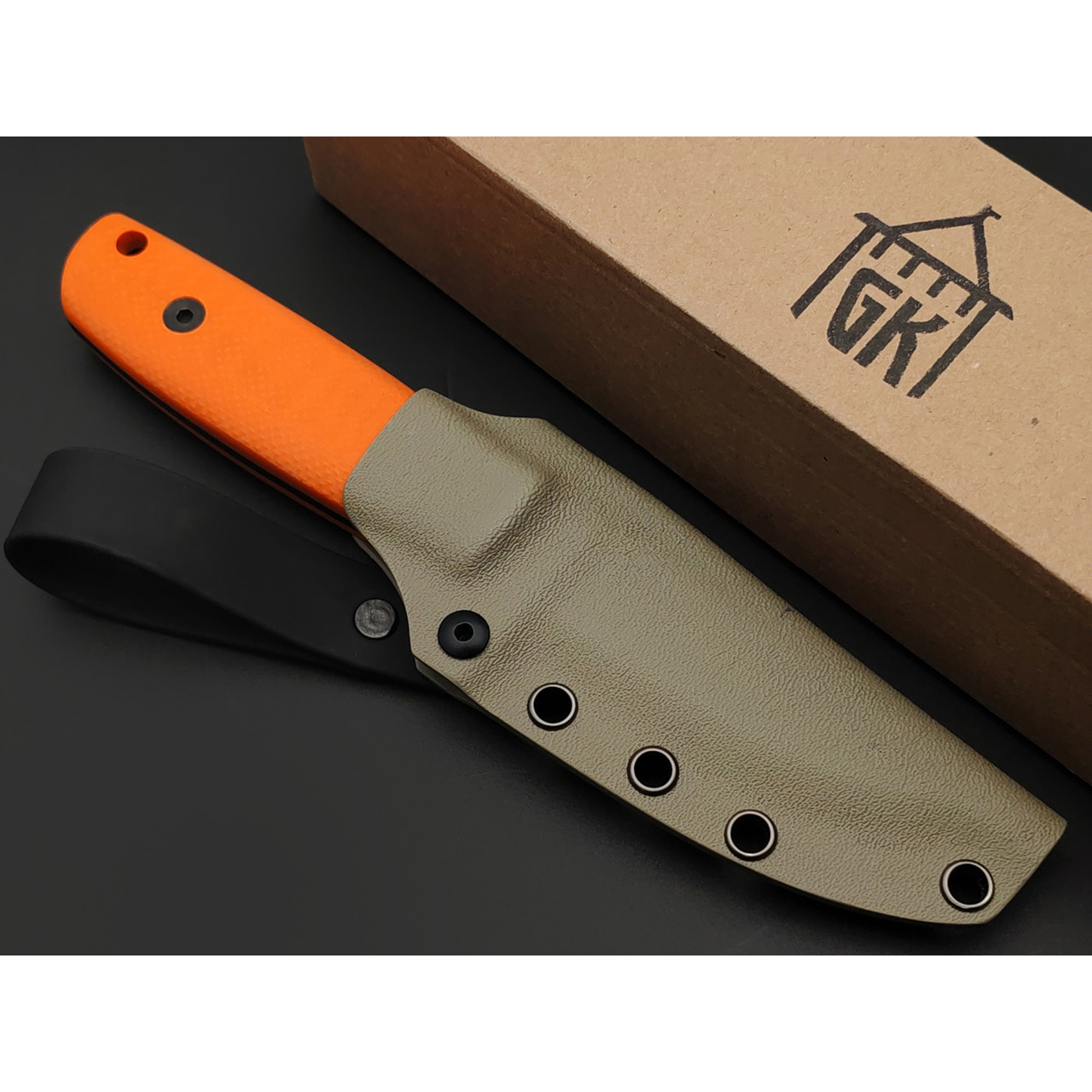 Град Горький нож Техно-Томми сталь Elmax satin, спуски конвекс, рукоять G10 orange&black