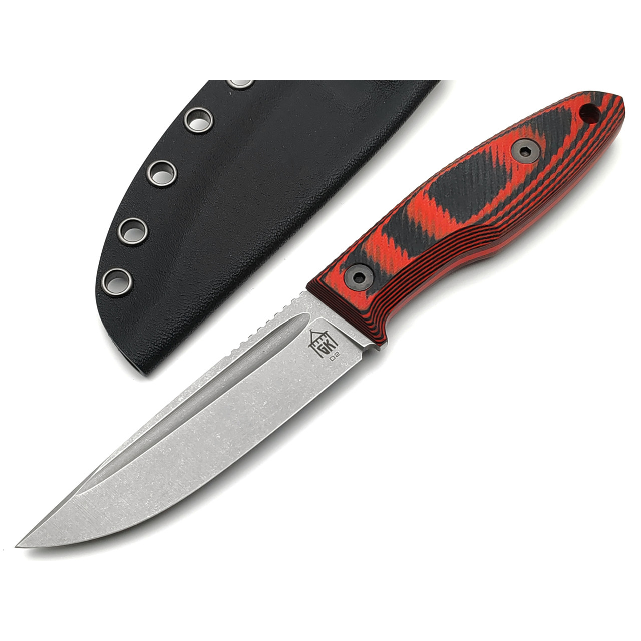Град Горький нож Байкер сталь D2 стоунвош, рукоять G10 black&red