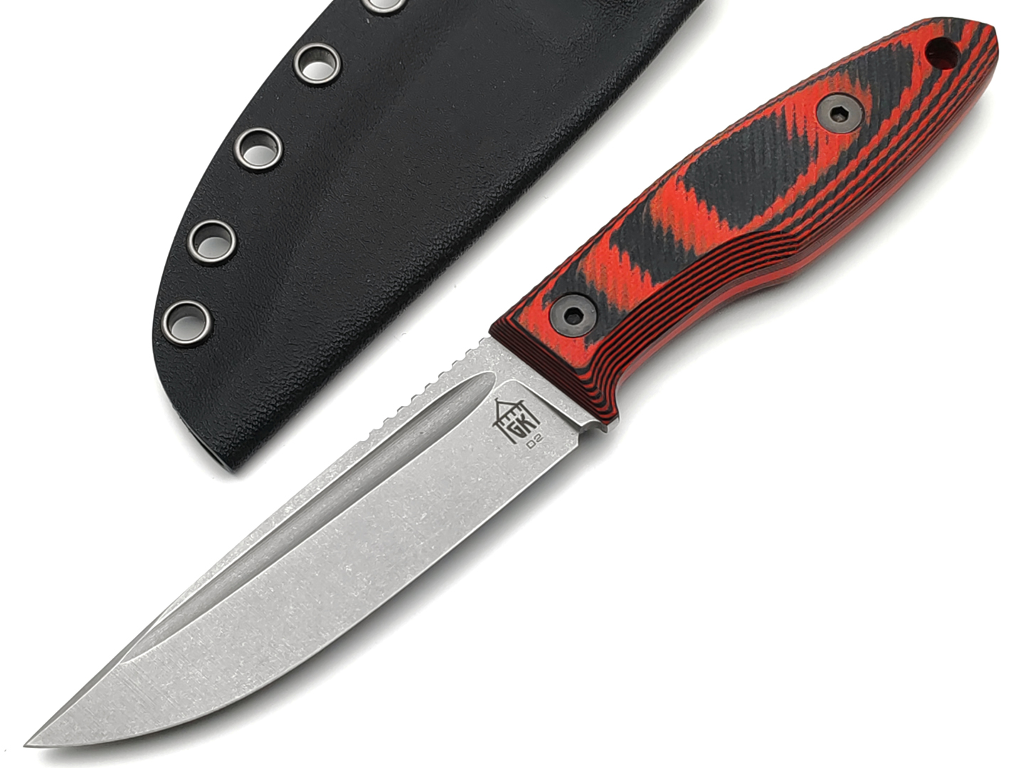 Град Горький нож Байкер сталь D2 stonewash, рукоять G10 black&red