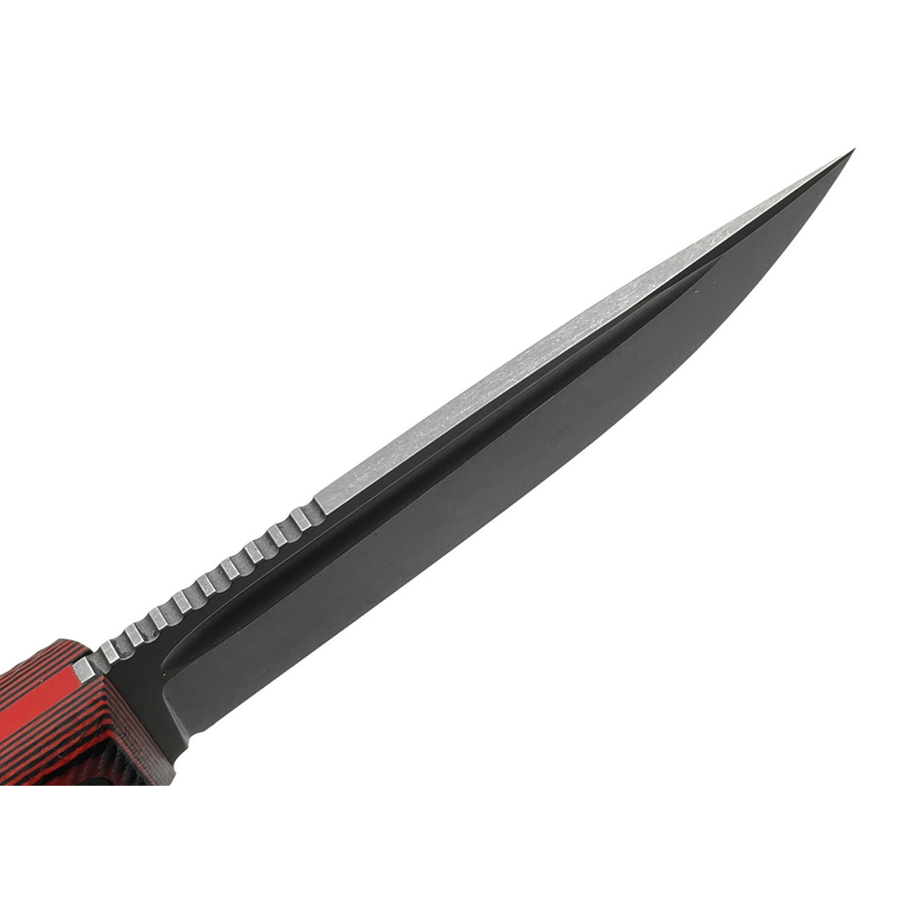 Град Горький нож Байкер сталь D2 стоунвош, рукоять G10 black&red