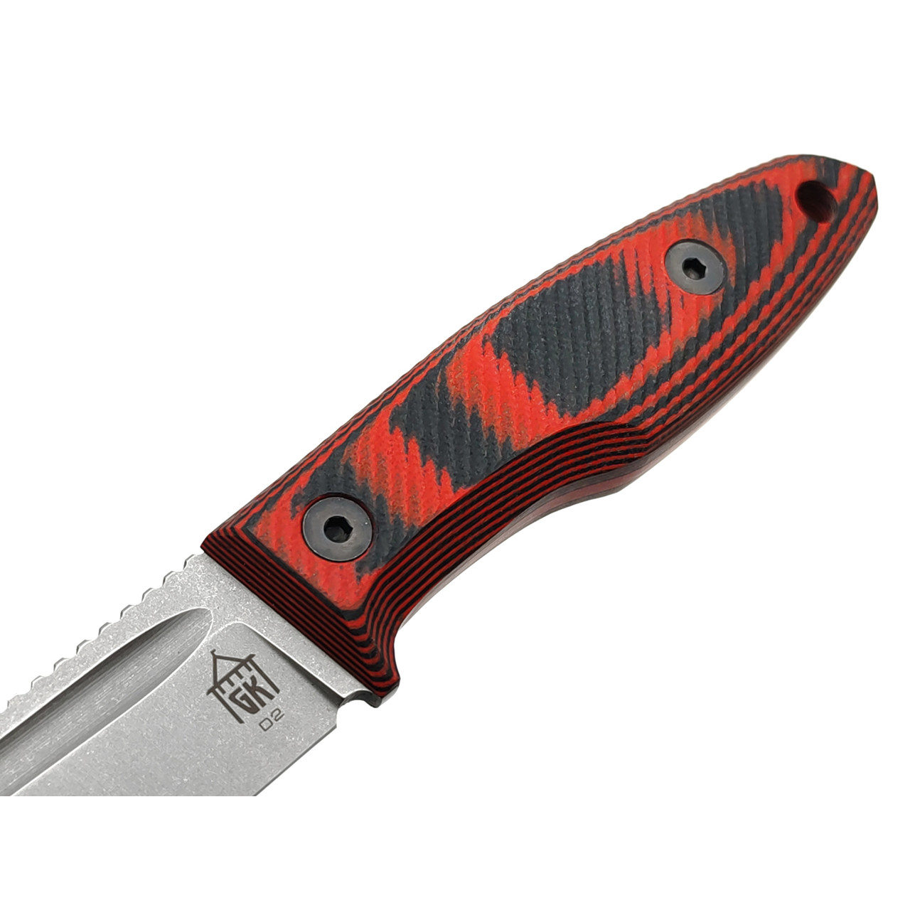 Град Горький нож Байкер сталь D2 стоунвош, рукоять G10 black&red