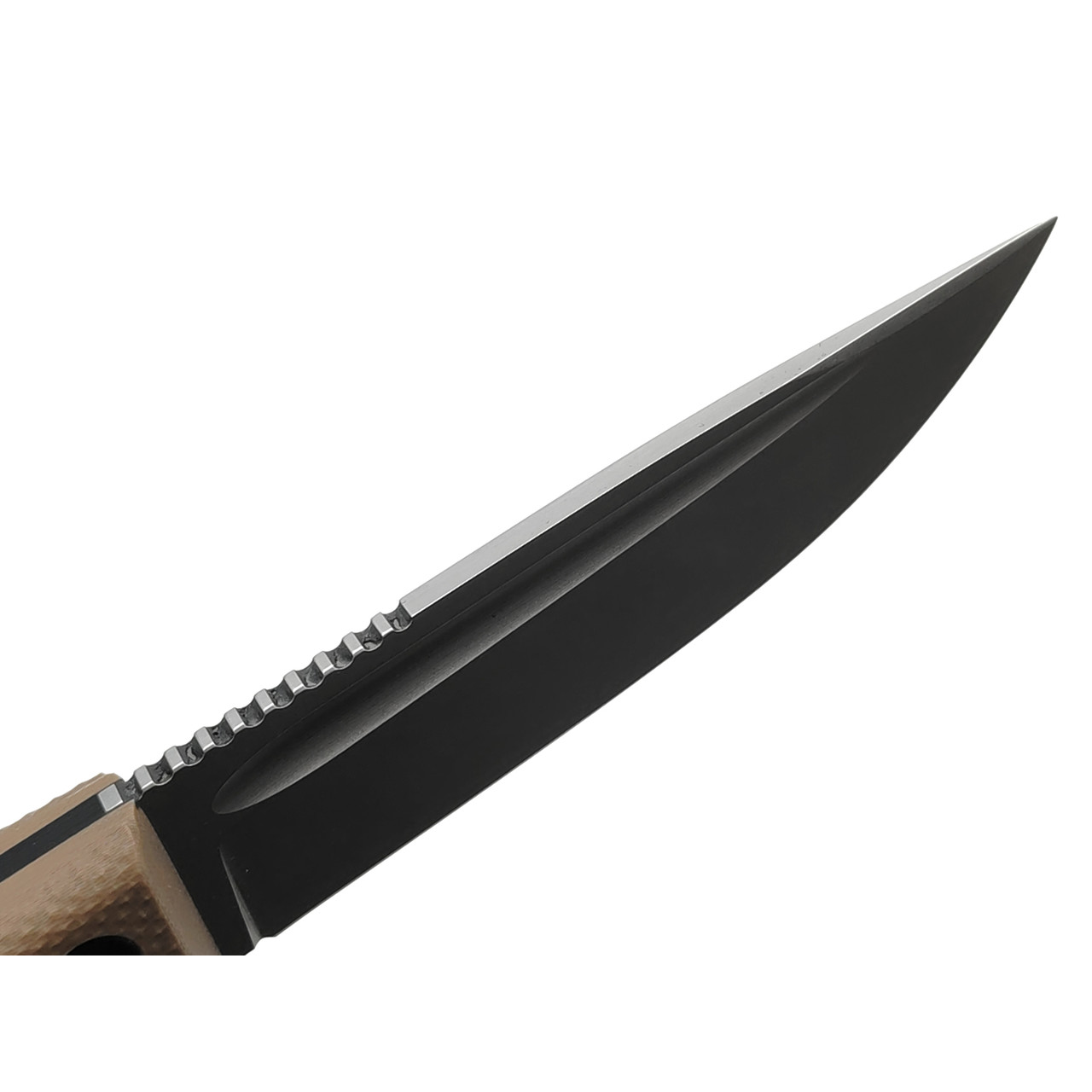 Град Горький нож Байкер сталь D2 стоунвош, рукоять G10 tan&black