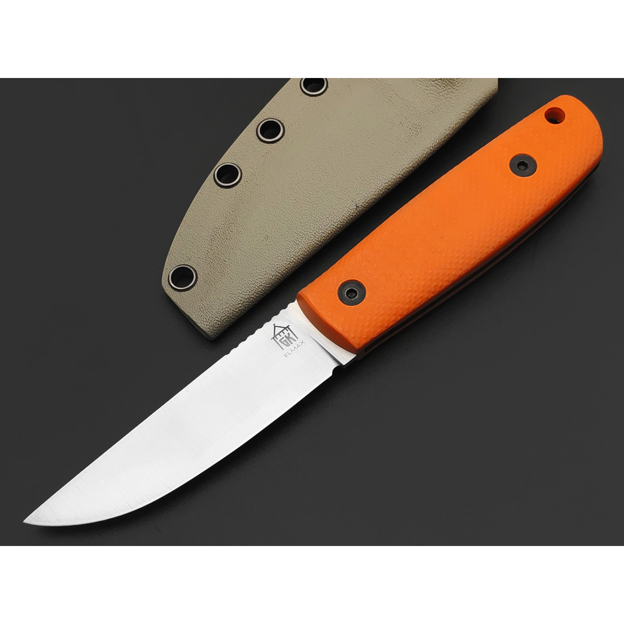 Град Горький нож Техно-Томми сталь Elmax satin, спуски конвекс, рукоять G10 orange&black