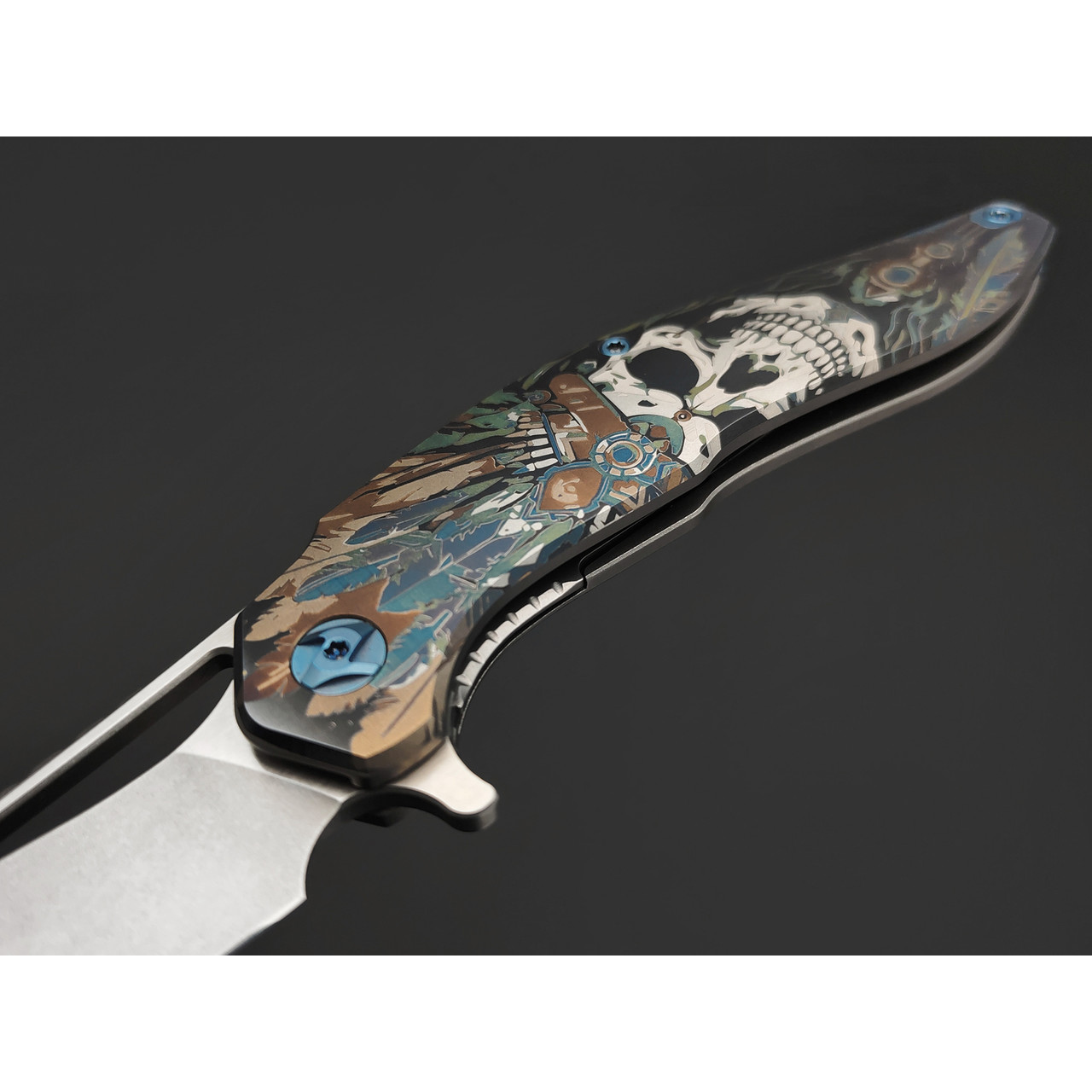Knife Tech нож Barracuda Skull Custom Limited сталь M390, рукоять Titanium TC4