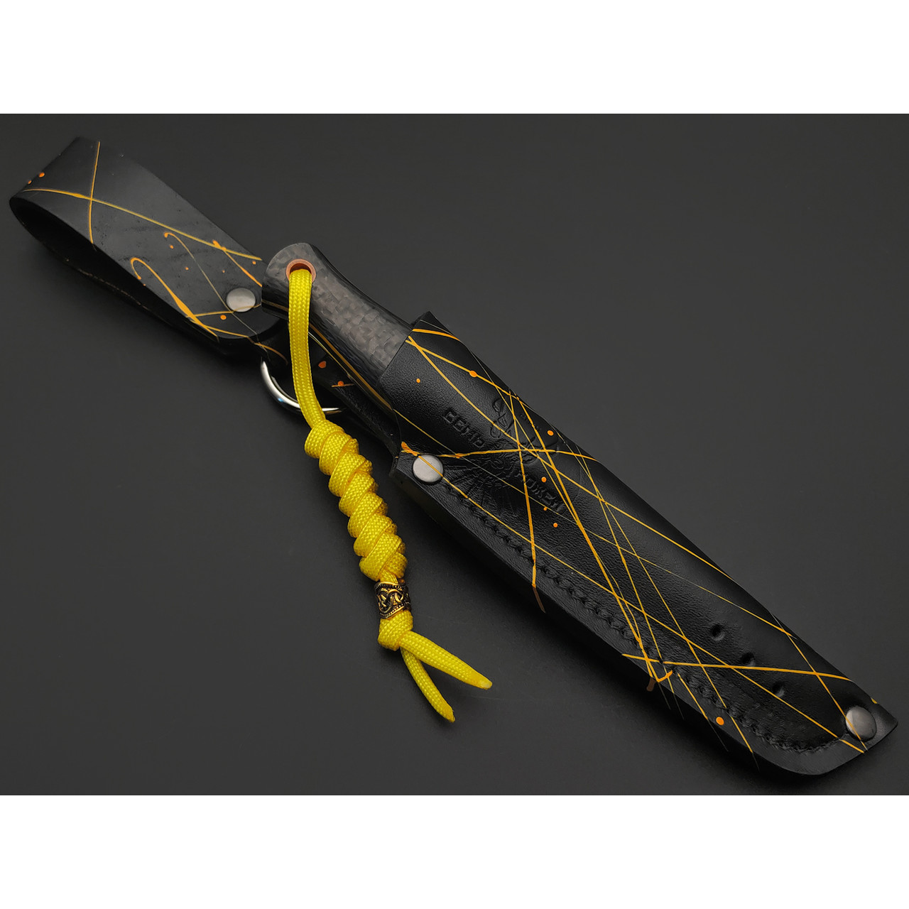 7 ножей нож Колибри сталь PGK satin, рукоять Carbon fiber, G10 black & yellow, ножны color